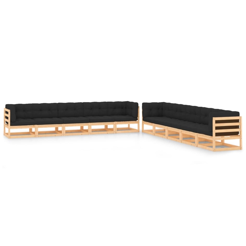 vidaXL 10 Piece Wood Garden Lounge Set in Anthracite