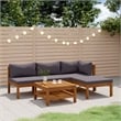 vidaXL 5 Piece Solid Acacia Wood Small Lounge Set in Gray/Natural