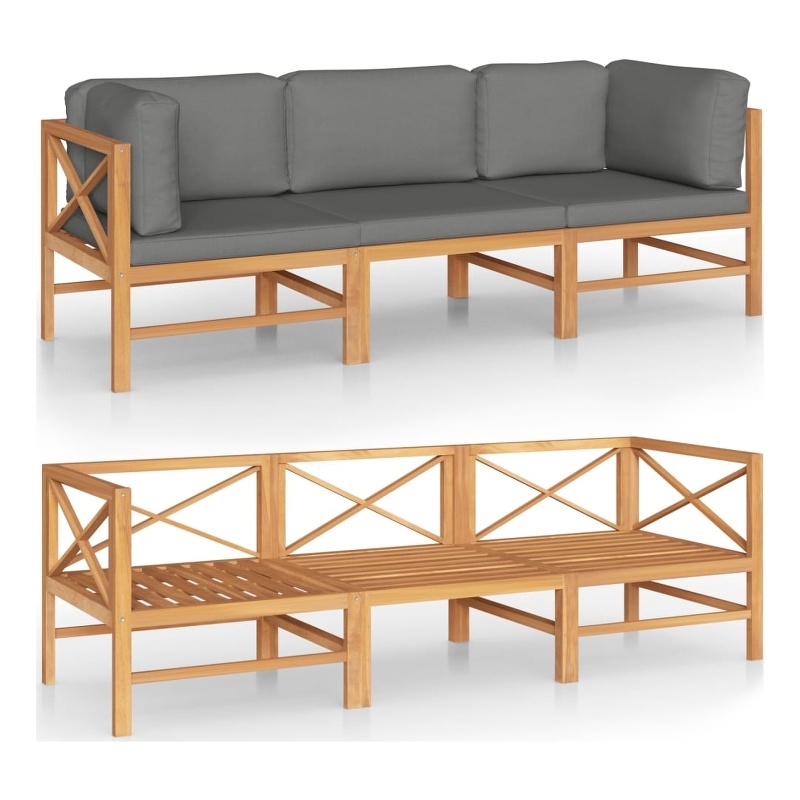 vidaXL Wood Large Sofa in Gray