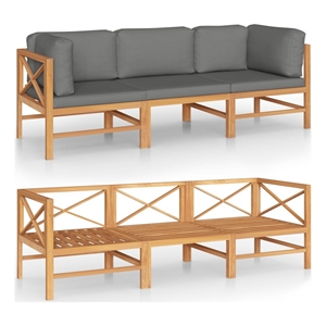 vidaXL Wood Large Sofa in Gray