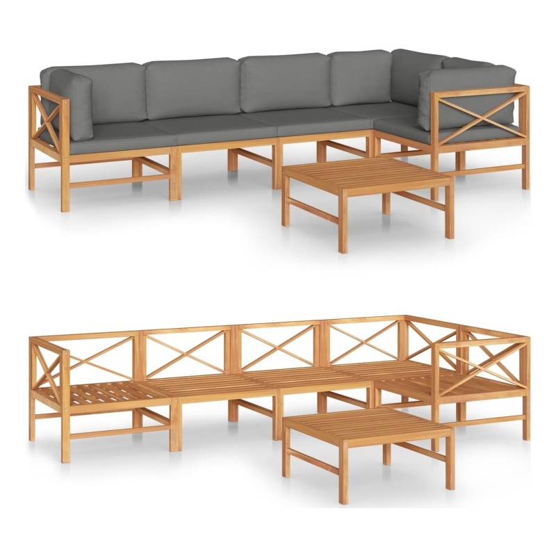 vidaXL 6 Piece Wood Medium Garden Lounge Set in Gray
