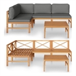 vidaXL 5 Piece Wood Medium Garden Lounge Set in Gray