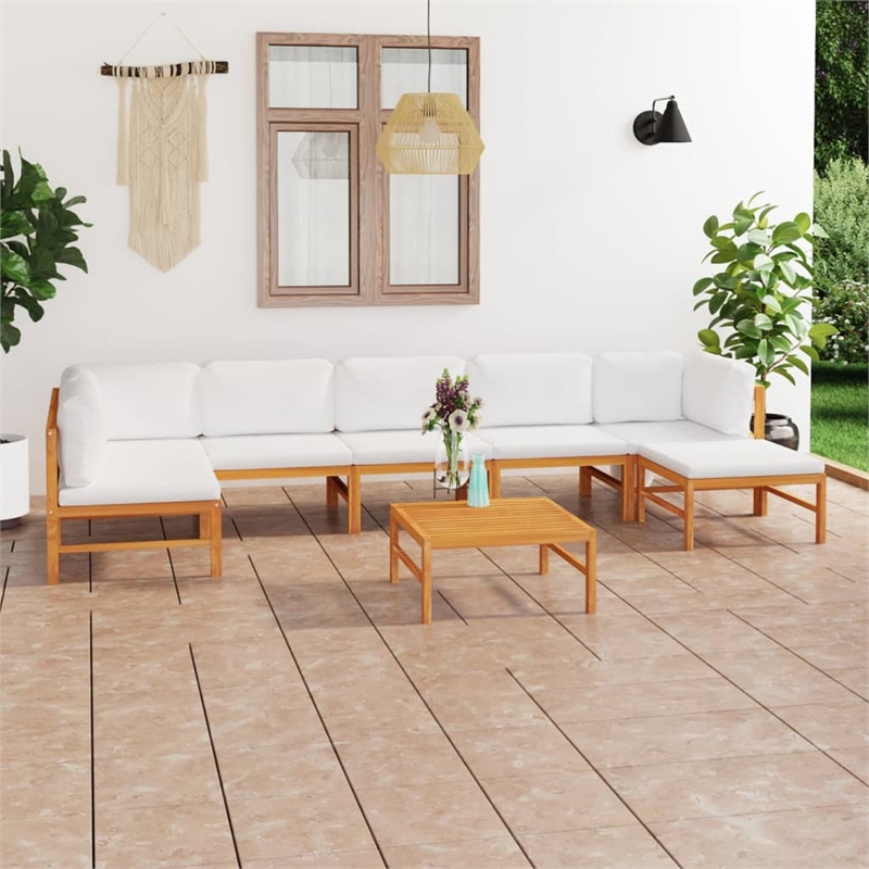 vidaXL 8 Piece Wood Garden Lounge Set in Cream/Natural