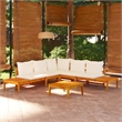 vidaXL 4 Piece Solid Acacia Wood Medium Garden Lounge Set in White/Cream