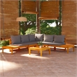 vidaXL 4 Piece Solid Acacia Wood Garden Lounge Set in Gray/Natural