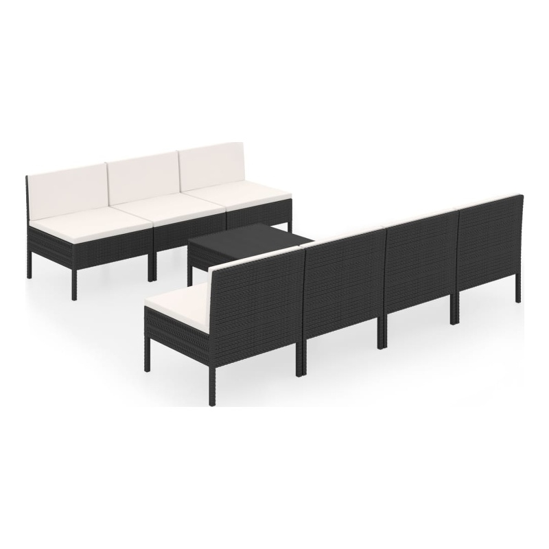 vidaXL 8 Piece Steel Garden Lounge Set in Black/White/Cream