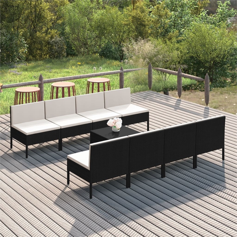 vidaXL 9 Piece Garden Lounge Set in Black