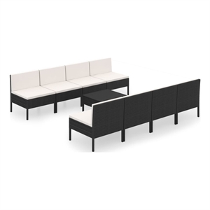 vidaXL 9 Piece Garden Lounge Set in Black