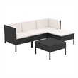 vidaXL 5 Piece Steel Garden Lounge Set in Black/White/Cream