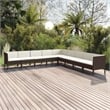 vidaXL 9 Piece Steel Large Garden Lounge Set in White/Brown/Cream