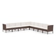 vidaXL 9 Piece Steel Large Garden Lounge Set in White/Brown/Cream