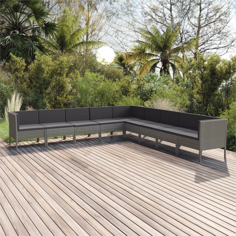 vidaXL 9 Piece Steel Garden Lounge Set in Gray/Anthracite