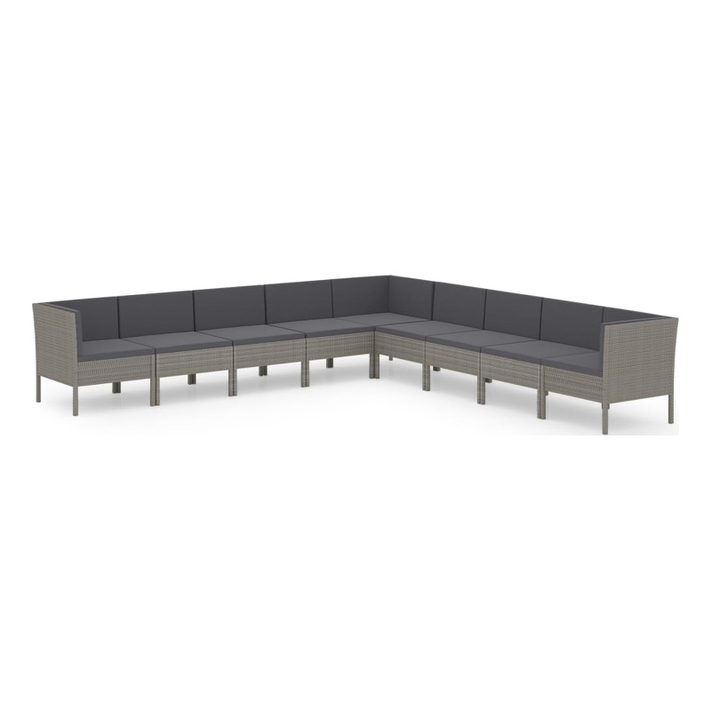 vidaXL 9 Piece Steel Garden Lounge Set in Gray/Anthracite