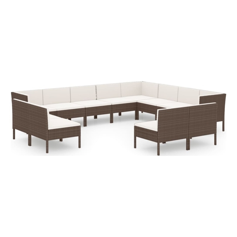vidaXL 12 Piece Garden Lounge Set in White/Brown/Cream