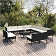 vidaXL 14 Piece Steel Garden Lounge Set in Black/White/Cream