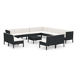 vidaXL 14 Piece Steel Garden Lounge Set in Black/White/Cream