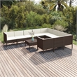 vidaXL 11 Piece Poly Rattan Garden Lounge Set in White/Brown/Cream