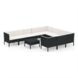 vidaXL 11 Piece Steel Large Garden Lounge Set in Black