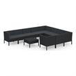 vidaXL 11 Piece Steel Small Garden Lounge Set in Black