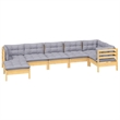 vidaXL 7 Piece Wood Medium Garden Lounge Set in Gray