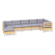 vidaXL 7 Piece Wood Medium Garden Lounge Set in Gray