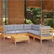 vidaXL 6 Piece Wood Garden Lounge Set in Gray/Natural