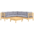 vidaXL 6 Piece Wood Garden Lounge Set in Gray/Natural