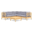 vidaXL 6 Piece Wood Garden Lounge Set in Gray/Natural