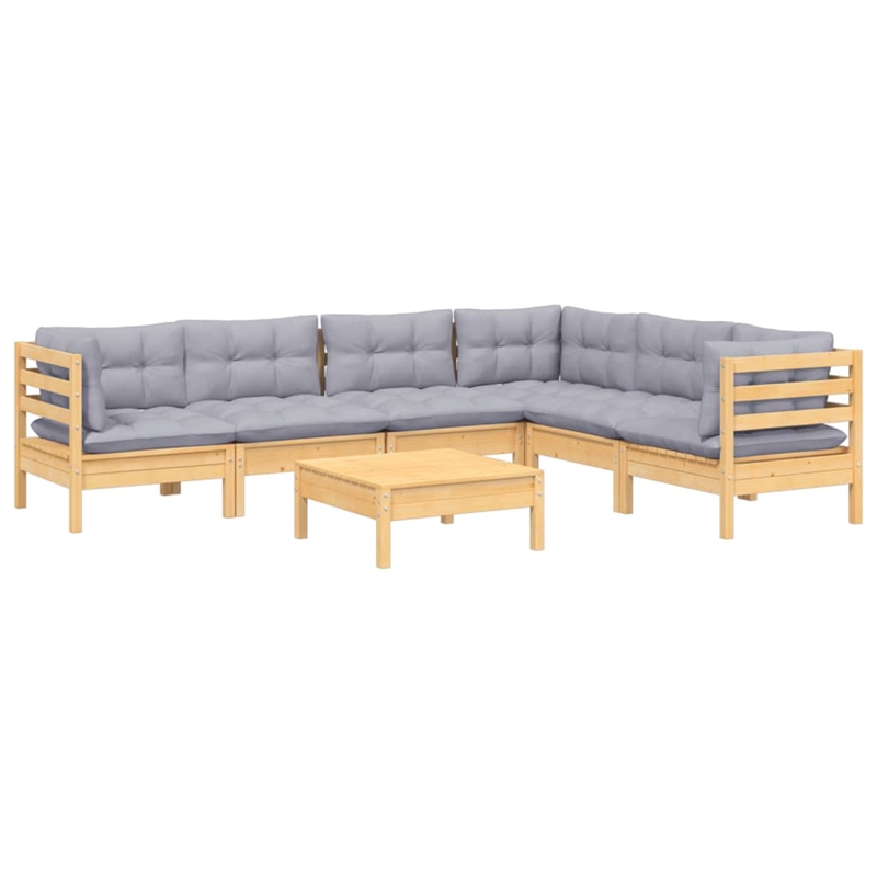 vidaXL 7 Piece Wood Garden Lounge Set in Gray