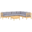 vidaXL 7 Piece Wood Garden Lounge Set in Gray