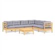 vidaXL 7 Piece Wood Garden Lounge Set in Gray