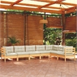 vidaXL 7 Piece Wood Garden Lounge Set in Cream/Natural