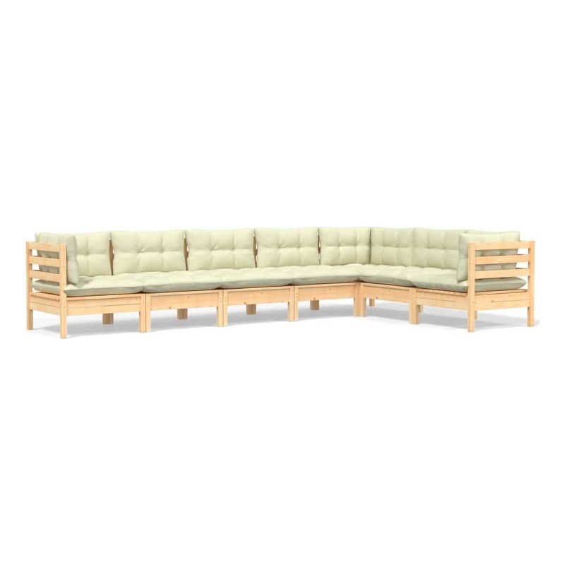 vidaXL 7 Piece Wood Garden Lounge Set in Cream/Natural