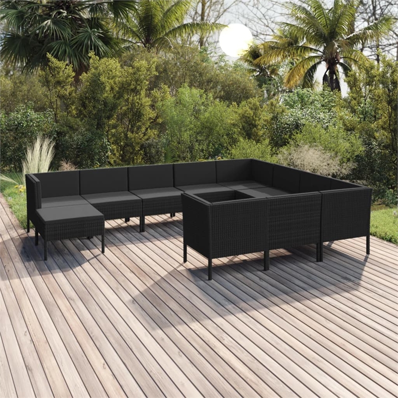 vidaXL 11 Piece Steel Garden Lounge Set in Black