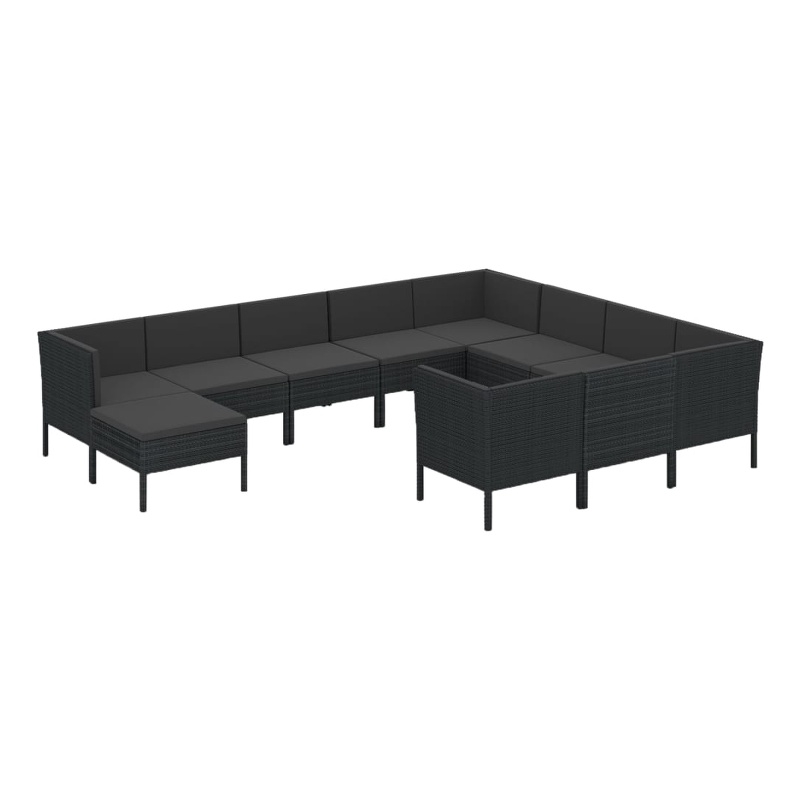 vidaXL 11 Piece Steel Garden Lounge Set in Black