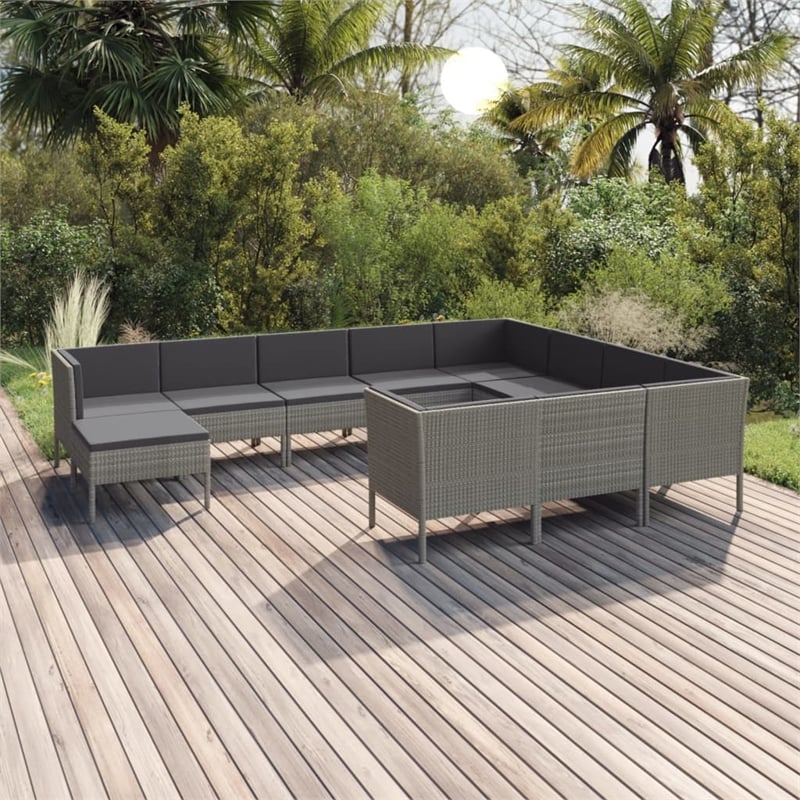 vidaXL 11 Piece Steel Garden Lounge Set in Gray