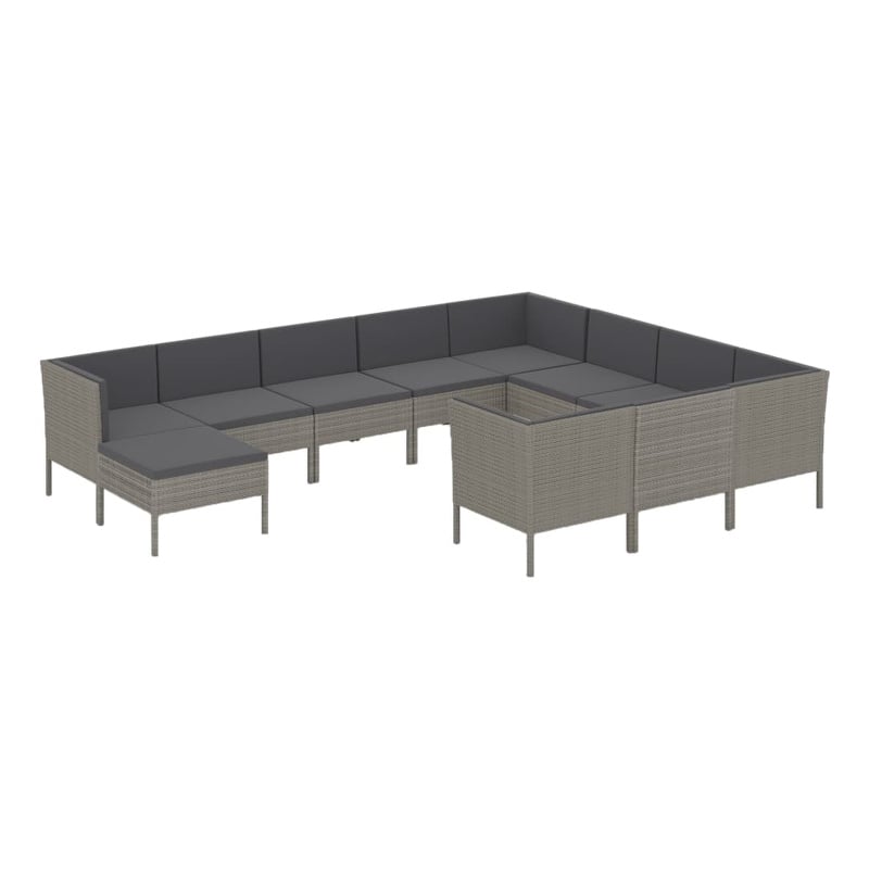 vidaXL 11 Piece Steel Garden Lounge Set in Gray