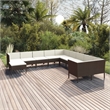vidaXL 11 Piece Steel Garden Lounge Set in White/Brown/Cream