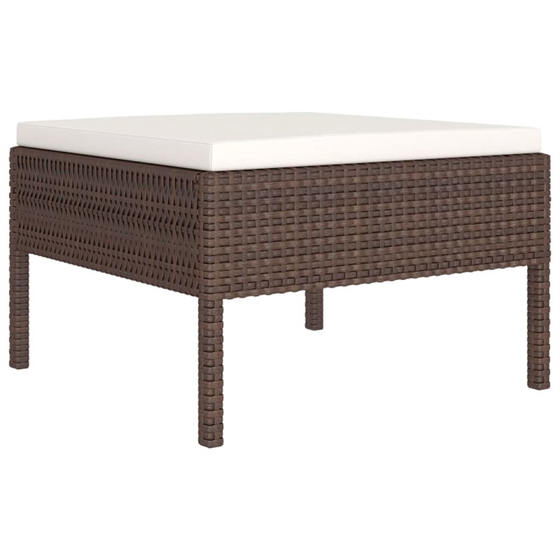 vidaXL 11 Piece Steel Garden Lounge Set in White/Brown/Cream