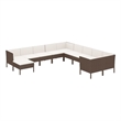 vidaXL 11 Piece Steel Garden Lounge Set in White/Brown/Cream