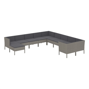 vidaXL 11 Piece Poly Rattan Garden Lounge Set in Gray