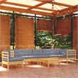 vidaXL 9 Piece Wood Garden Lounge Set in Gray/Natural