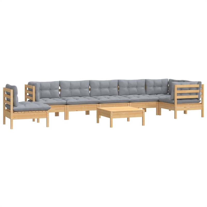 vidaXL 9 Piece Wood Garden Lounge Set in Gray/Natural