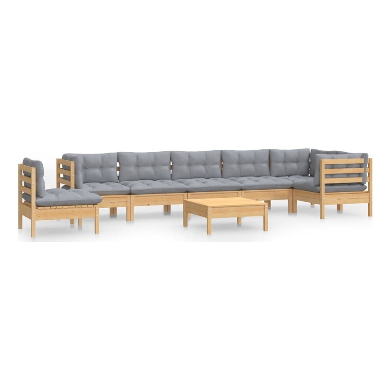 vidaXL 9 Piece Wood Garden Lounge Set in Gray/Natural
