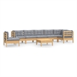 vidaXL 9 Piece Wood Garden Lounge Set in Gray/Natural