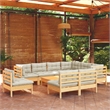 vidaXL 10 Piece Wood Garden Lounge Set in Cream/Natural