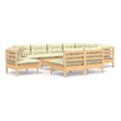 vidaXL 10 Piece Wood Garden Lounge Set in Cream/Natural