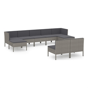 vidaXL 9 Piece Steel Garden Lounge Set in Gray