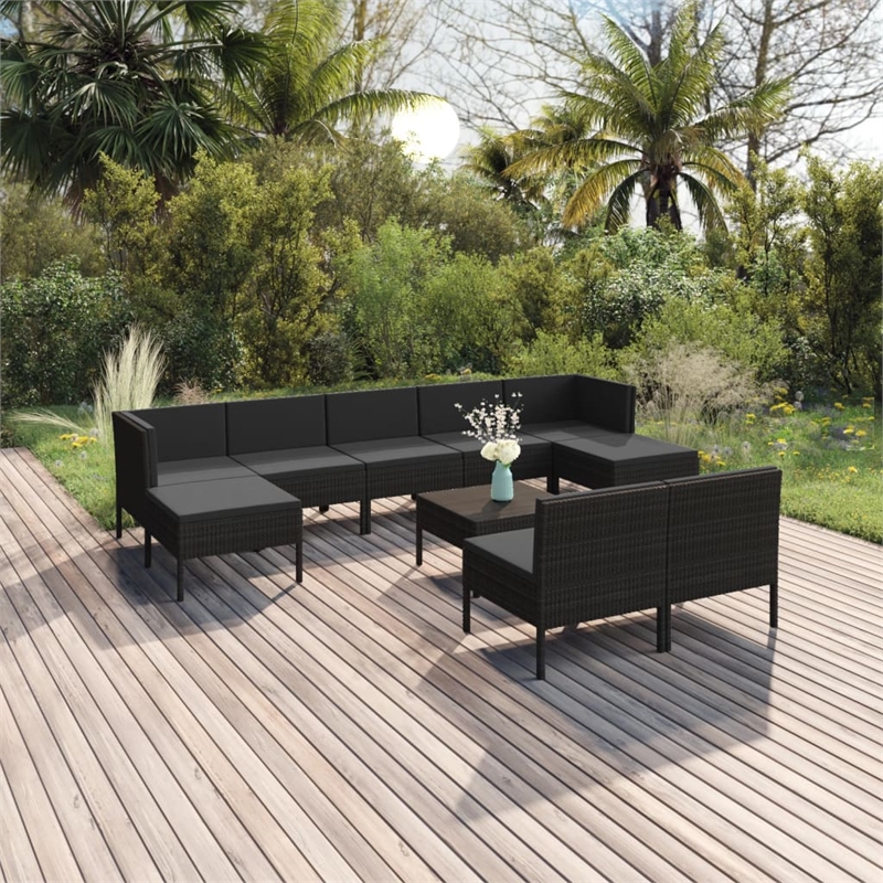 vidaXL 10 Piece Steel Garden Lounge Set in Black