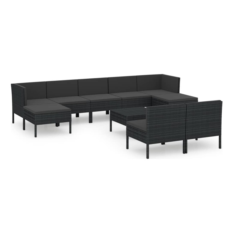 vidaXL 10 Piece Steel Garden Lounge Set in Black